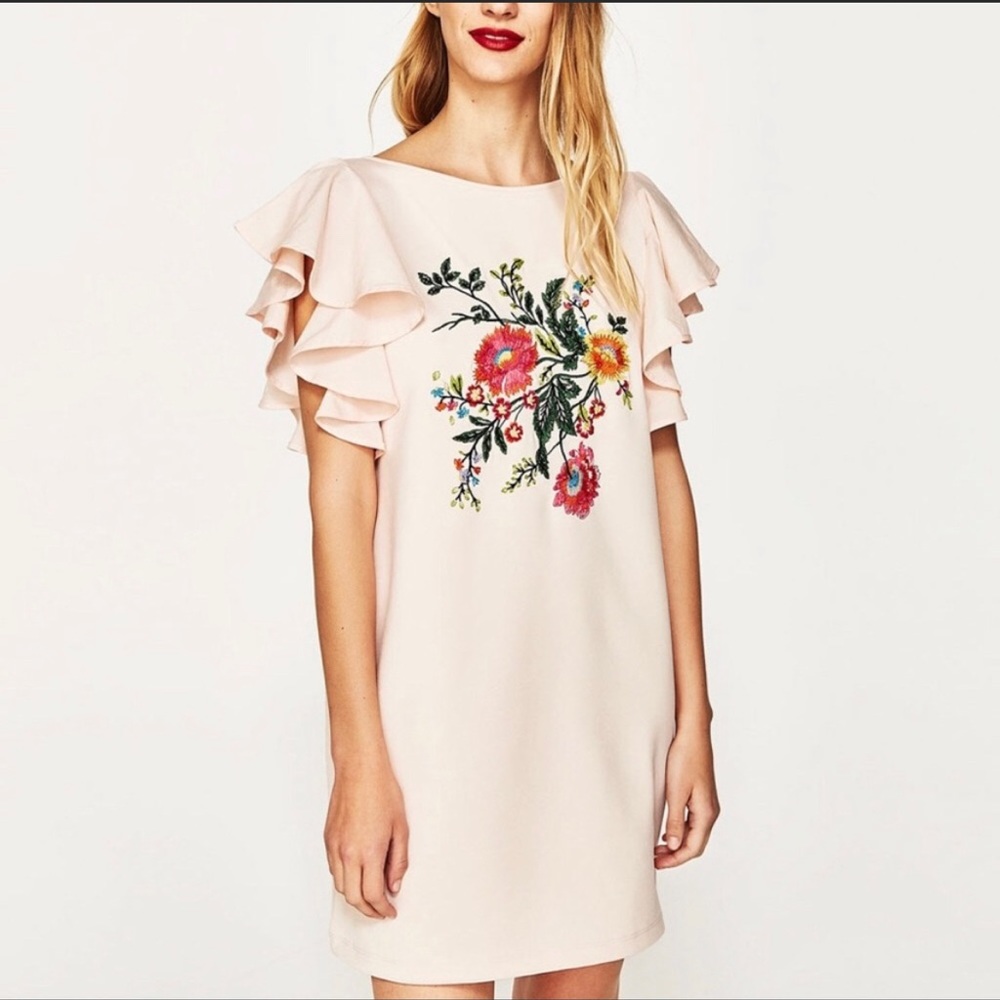 Zara embroidered mini dress